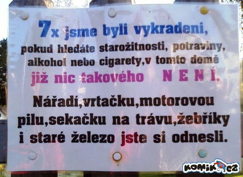 Informace pro zloděje