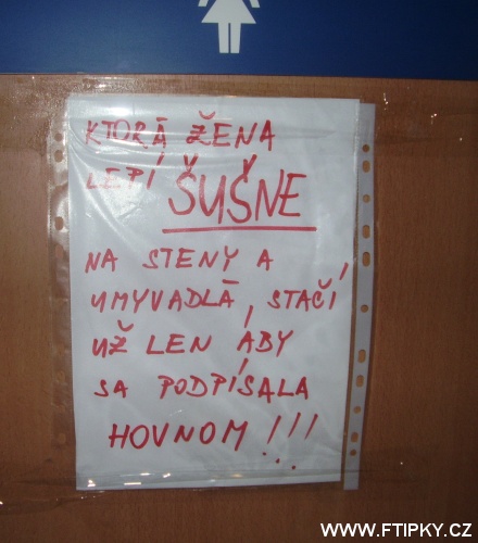 Nápis na firemním záchodě