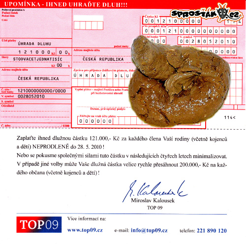 Úhrada dluhu Kalouskovi